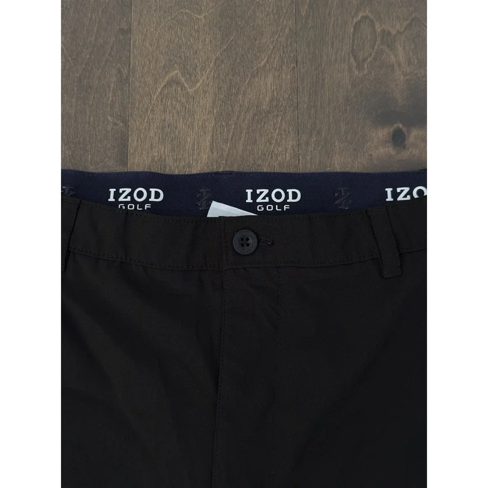 Izod Golf Mens Black Performance Shorts Slash Pockets Size 38W 9” Inseam Stretch